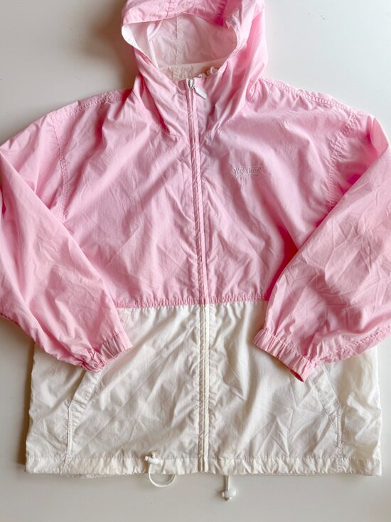 Vintage 00's WINDRIVER Pink White Nylon Hooded Windbreaker Jacket, Size L - Picture 6 of 16